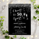 50. Geburtstag - Feiern bis 50 Jahre schwarzes Sil Einladung<br><div class="desc">Einladung zum 50. Geburtstag. Bis 50 Jahre! Elegantes Design in Schwarz,  Weiß und Silber. Mit Champagnergläsern,  Script-Schriftart und Glitzer silber Konfetti. Ideal für eine stilvolle 50. Geburtstagsfeier. Personalisieren Sie Ihre persönlichen Daten. Kann für jedes Alter angepasst werden.</div>