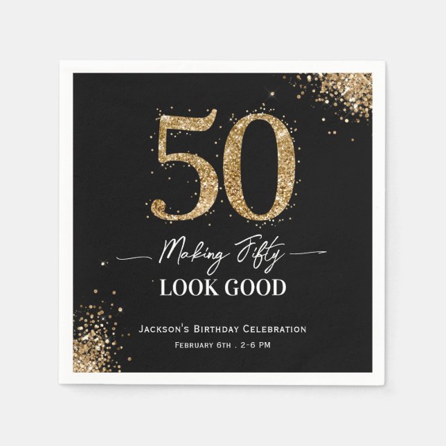 50. Geburtstag Feiern Serviette (Vorderseite)