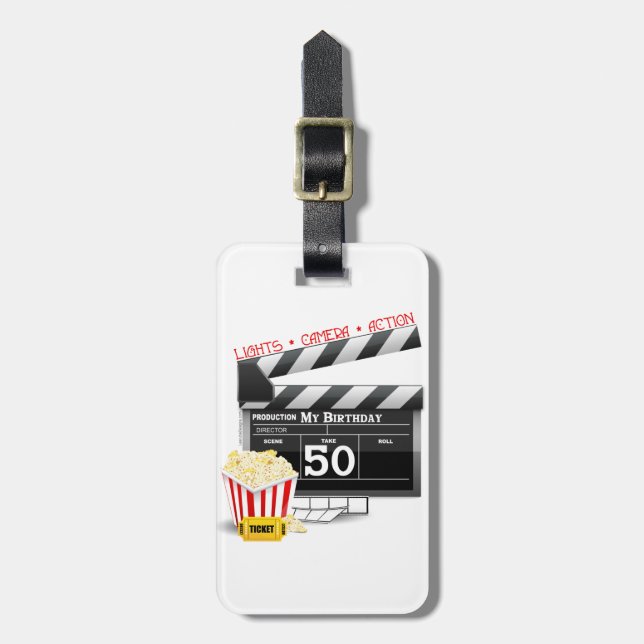 50. Geburtstag Filmthema Gepäckanhänger (Vorderseite vertikal)