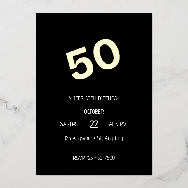 50. Geburtstag Folieneinladung (Vorderseite)