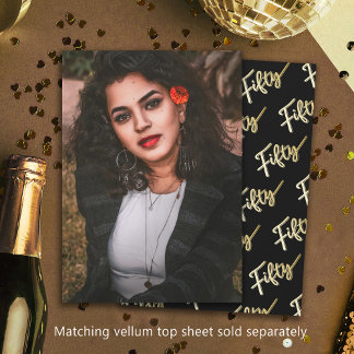 50. Geburtstag Foto schwarzer goldener Hintergrund Einladung