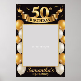 50. Geburtstag Foto Stütze Rahmen Gold Schwarz Poster