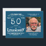 50. Geburtstag Foto Template Legend Blau Vintag Einladung<br><div class="desc">Für alle,  die ihre 50. Geburtstagsfeier feiern,  haben wir die ideale Geburtstagskarte. Das Design ist einfach und dennoch elegant. Passen Sie das Foto plus Text einfach an die Vorderseite und die Rückseite dieser Geburtstagskarte an,  indem Sie die Vorlage verwenden. Teil des Standardprogramms für Kartenmaterial,  Party und Geschenke.</div>