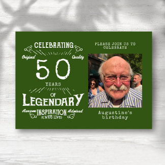 50. Geburtstag Foto Vorlage Legend Grün Vintag