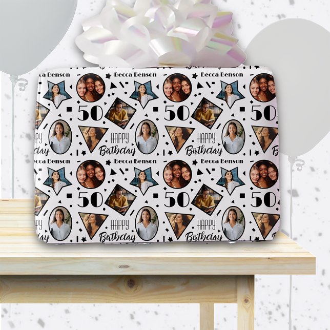 50. Geburtstag Foto Wrapping Paper Geschenkpapier (Von Creator hochgeladen)