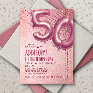 50. Geburtstag Frauen Rose Gold Einladung