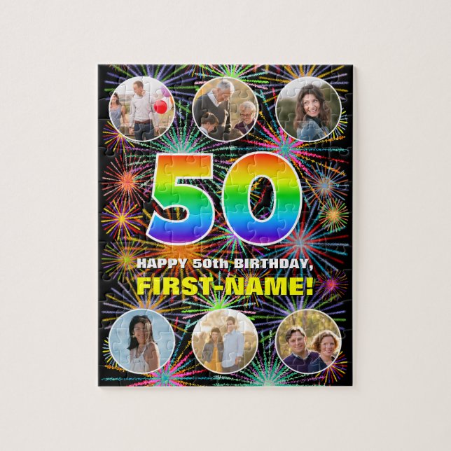 50. Geburtstag: Fun Rainbow #, Individuelle Name + (Vertikal)