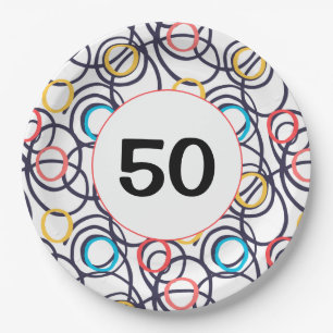 50. Geburtstag Funky Doodles Pappteller