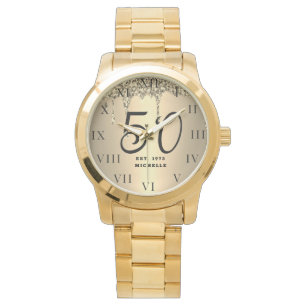 50. Geburtstag für ihr 50 Black Sparkle Gold Armbanduhr