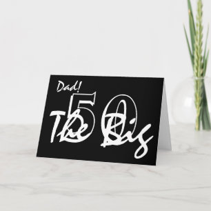 50. Geburtstag für Papa, weiße Buchstaben auf schw Karte