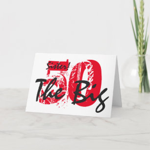 50. Geburtstag für Schwester, schwarzer, roter Tex Karte