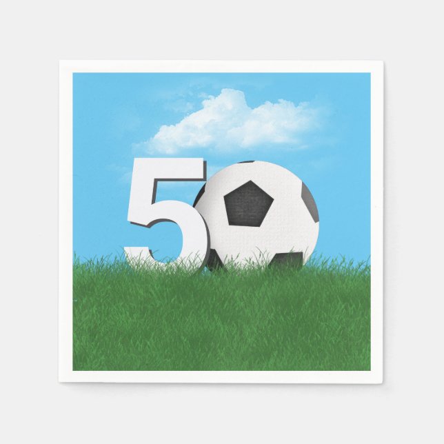 50. Geburtstag Fußball-Ball im Grünen Serviette (Vorderseite)