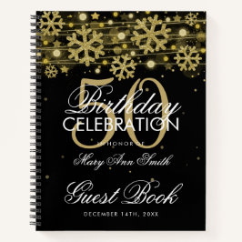 50. Geburtstag Gästebuch Gold Black Winter Notizbuch