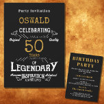50. Geburtstag Geborener legendärer Black Gold Ret Einladung<br><div class="desc">Für alle,  die ihren 50. Geburtstag feiern,  haben wir die ideale Geburtstagsfeier mit Vintagem Ambiente. Der schwarze Hintergrund mit Vintagem Typografie-Design in Weiß und Gold ist schlicht und elegant mit Retro-Ambiente. Passen Sie den Text dieses Geburtstagsgeschenks mit der Vorlage einfach an. Teil einer 50. Geburtstagskollektion mit Party und Geschenken.</div>