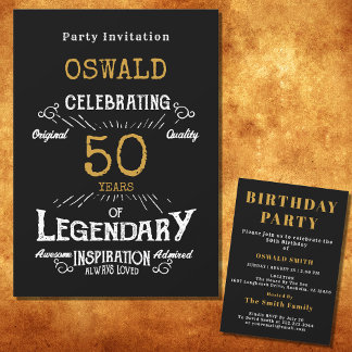 50. Geburtstag Geborener legendärer Black Gold Ret Einladung