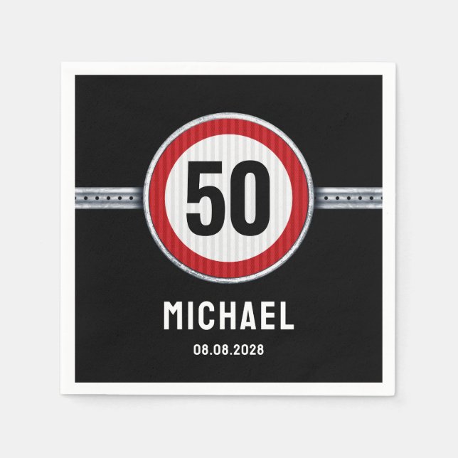 50. Geburtstag Geschwindigkeitsbegrenzung  Serviette (Vorderseite)