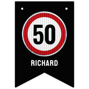 50. Geburtstag Geschwindigkeitsbegrenzungsschild B Wimpelkette