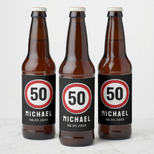 50. Geburtstag Geschwindigkeitsbegrenzungsschild - Bierflaschenetikett