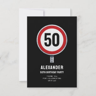 50. Geburtstag Geschwindigkeitsbegrenzungsschild - Dankeskarte