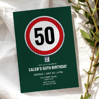 50. Geburtstag Geschwindigkeitsbegrenzungsschild - Einladung