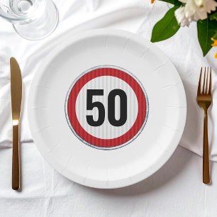 50. Geburtstag Geschwindigkeitsbegrenzungsschild - Pappteller