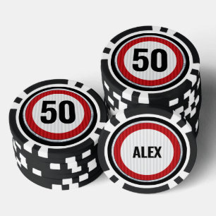 50. Geburtstag Geschwindigkeitsbegrenzungsschild - Pokerchips