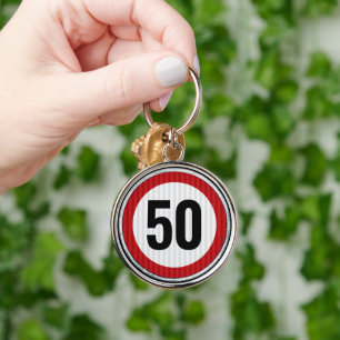 50. Geburtstag Geschwindigkeitsbegrenzungsschild - Schlüsselanhänger