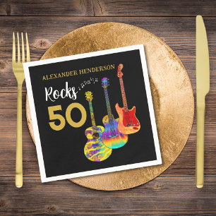 50. Geburtstag Gitarren Rocks 50 Name Serviette