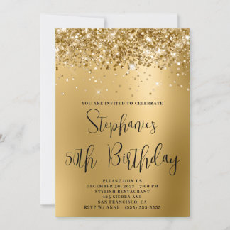 50. Geburtstag Glittery Golden Glam Gradient Einladung