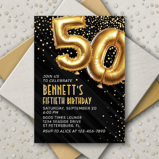 50. Geburtstag Gold Black Einladung
