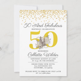 50. Geburtstag Gold Glitzer Confetti Black Einladung