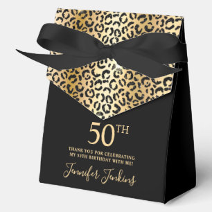50. Geburtstag Gold Leopardendruck Danke Geschenkschachtel