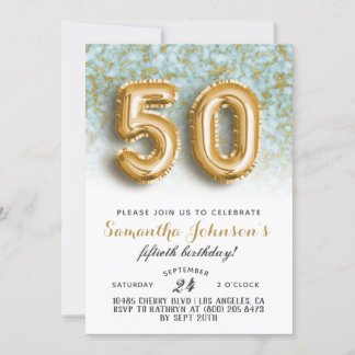 50. Geburtstag Gold Marmor Einladung