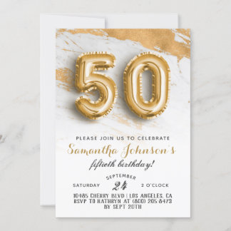 50. Geburtstag Gold Marmor Einladung