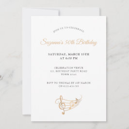 50. Geburtstag Gold Musiknoten Elegant Einladung