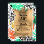 50. Geburtstag Gold und moderne tropische Einladun<br><div class="desc">Farbenfrohe tropische Pflanze-Printmuster überlagert mit Goldfolie und Ihre 50. Geburtstagsparty-Details in schicken Schriften sind ideal für JEDEN Imitat Geburtstag. KOORDINIERENDE Artikel in unserem Geschäft verfügbar.</div>
