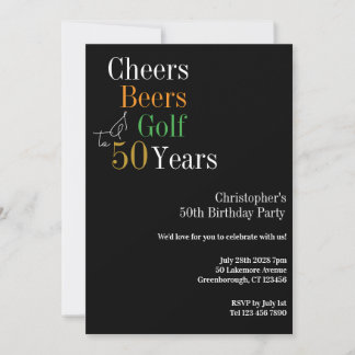 50. Geburtstag Golf Cheers Beers Party Einladung