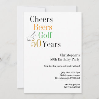 50. Geburtstag Golf Cheers Biere Minimales Party Einladung