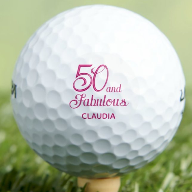50. Geburtstag Golfbälle 50 und fabelhaftes rosa G (Von Creator hochgeladen)