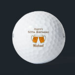 50. Geburtstag Golfer Beer Cheers Golfball<br><div class="desc">Ein lustiger Golfball,  den Sie als Geschenk für einen 50. Geburtstag oder einen Meilenstein Geburtstag schenken können. Auch macht ein großartiges Gastgeschenk. Prost! Die Farben und der Schriftart des Textes können nach Ihren Vorlieben geändert werden.</div>