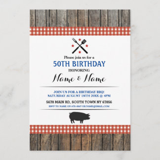 50. Geburtstag GRILLEN irgendein Alters-rustikaler Einladung