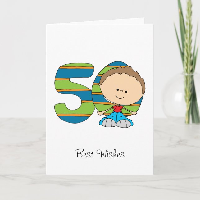 50. Geburtstag - Grußkarte - Junge Karte (Vorderseite)