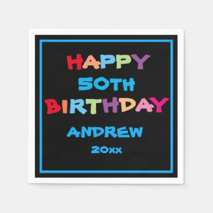 50. Geburtstag Happy Birthday Custom Modernes Nied Serviette