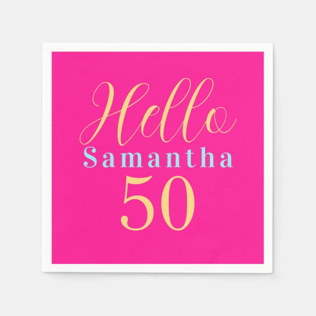 50. Geburtstag Hot Pink Party Serviette (Vorderseite)