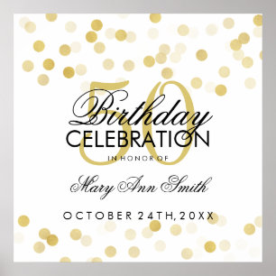 50. Geburtstag Imitate Gold Foil Glitzer Lights Poster