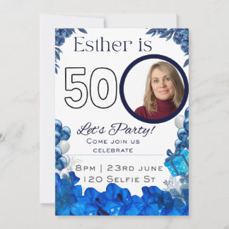 50. Geburtstag in Blau Einladung