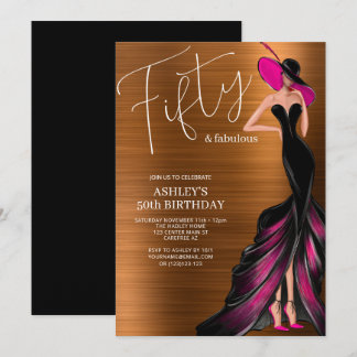 50. Geburtstag in elegantem Rosa Einladung