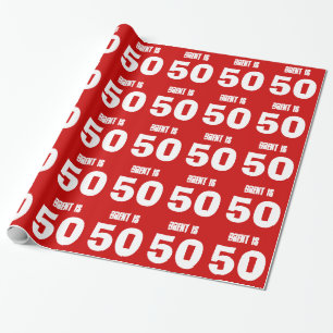 50. Geburtstag Individuelle Name Custom Color RED  Geschenkpapier
