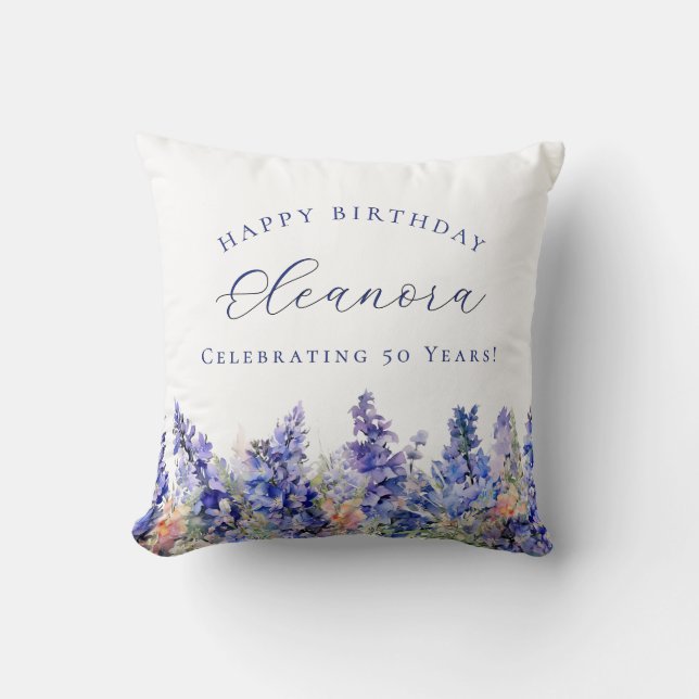 50. Geburtstag Juli Geburtstag Blume Geschenk Cust Kissen (Vorderseite)