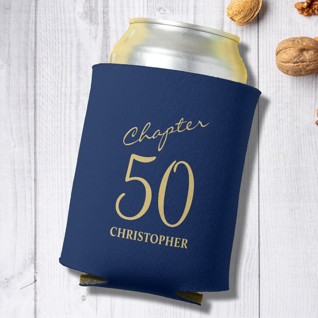 50. Geburtstag Kapitel 50 Blue Gold Dosenkühler (Add a touch of sparkle to your loved one's 50th birthday celebration with  Blue Gold can coolers)